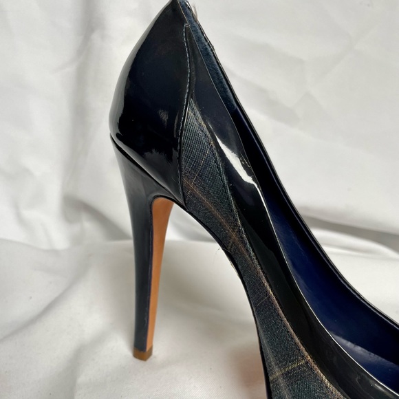 Aldo Platform Patent Leather Navy Plaid Heels BNWB SZ 8.5 (39) - Picture 5 of 12